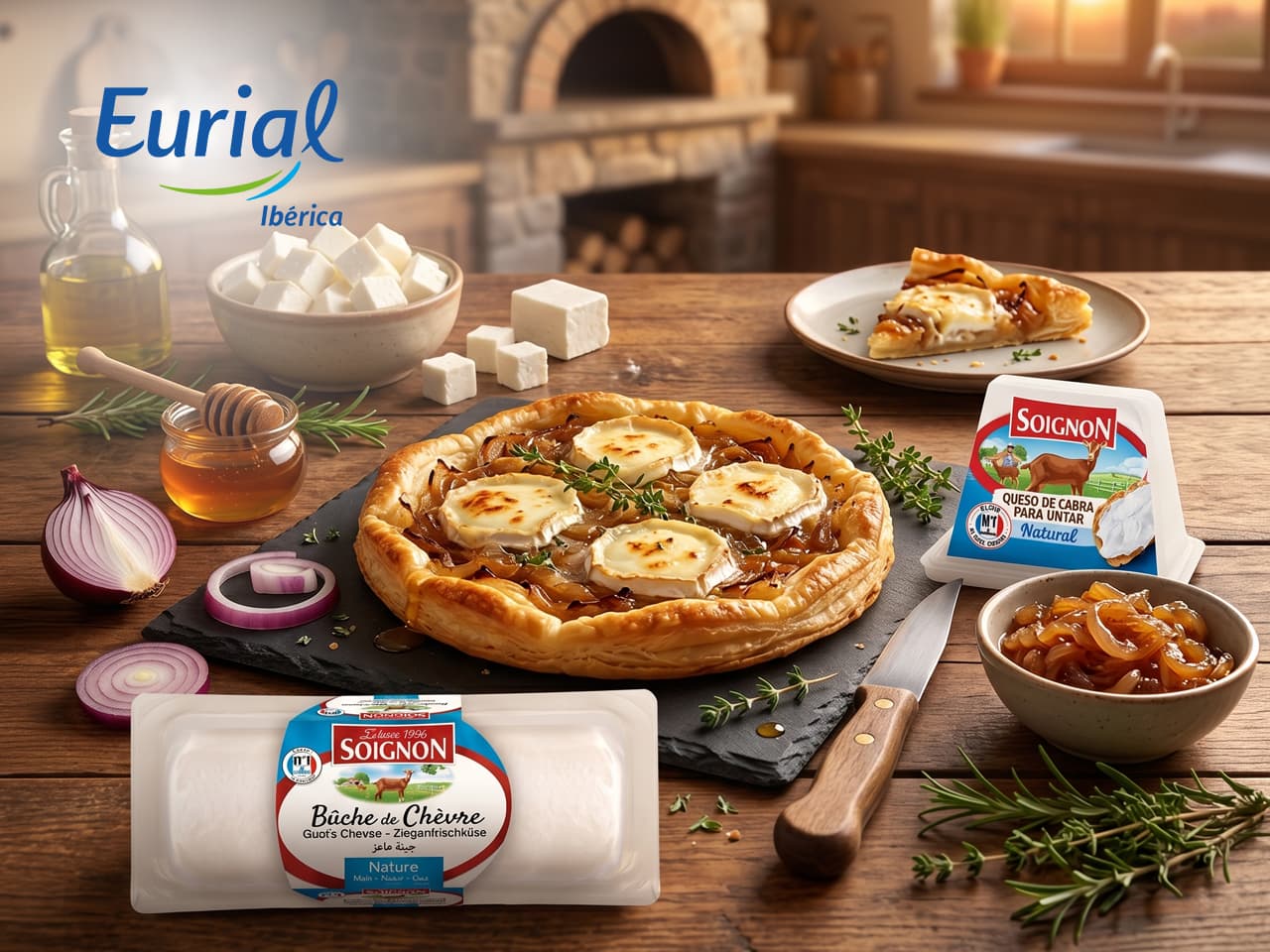 Receta de hojaldre con queso de cabra y cebolla caramelizada